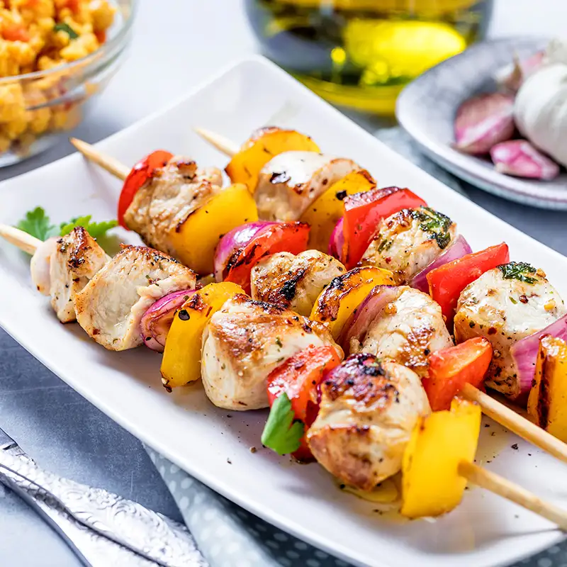 Menu brochette poulet